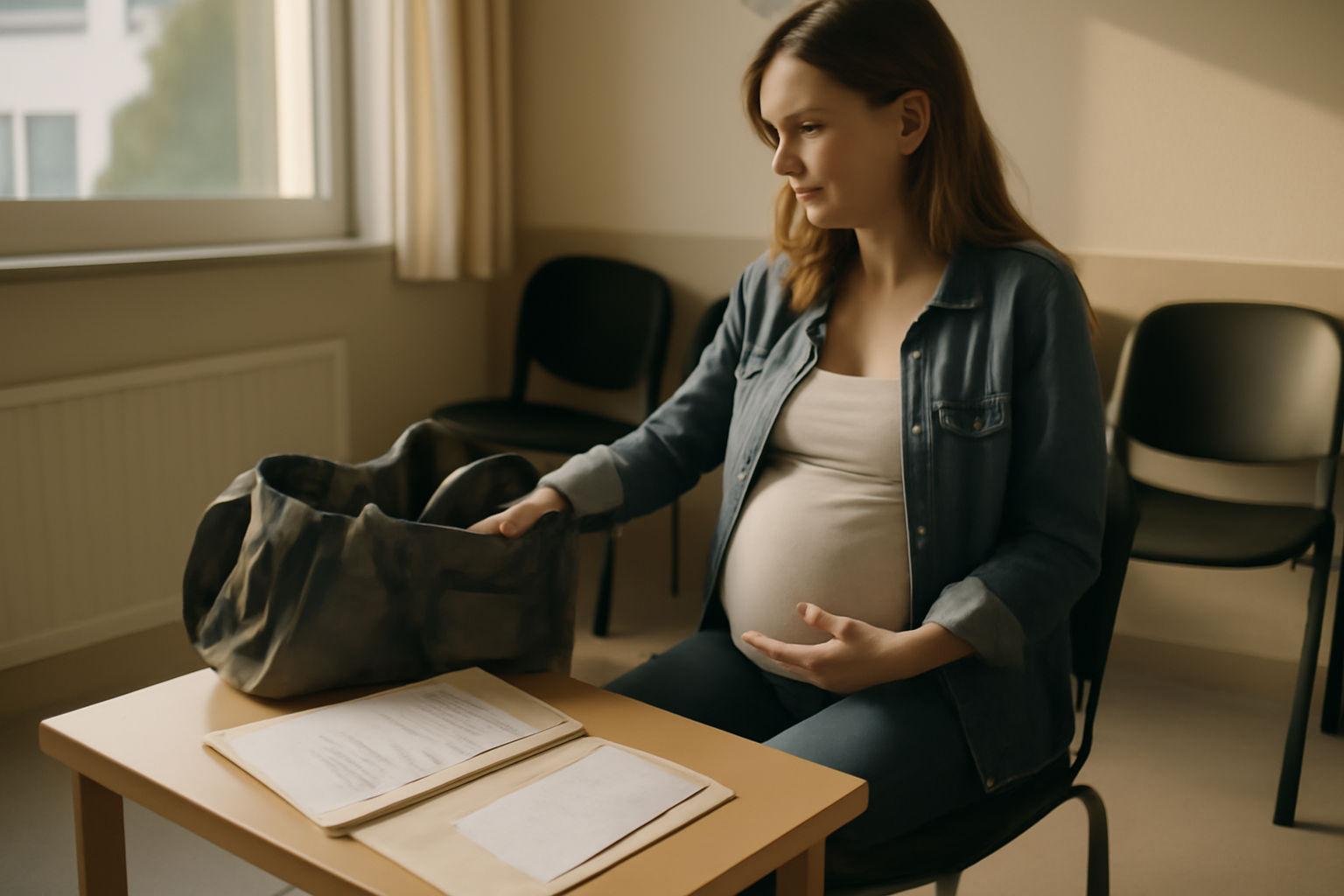 Surmedicalisation : une salle d’attente avec dossier médical et résultats d’examens, photo réaliste