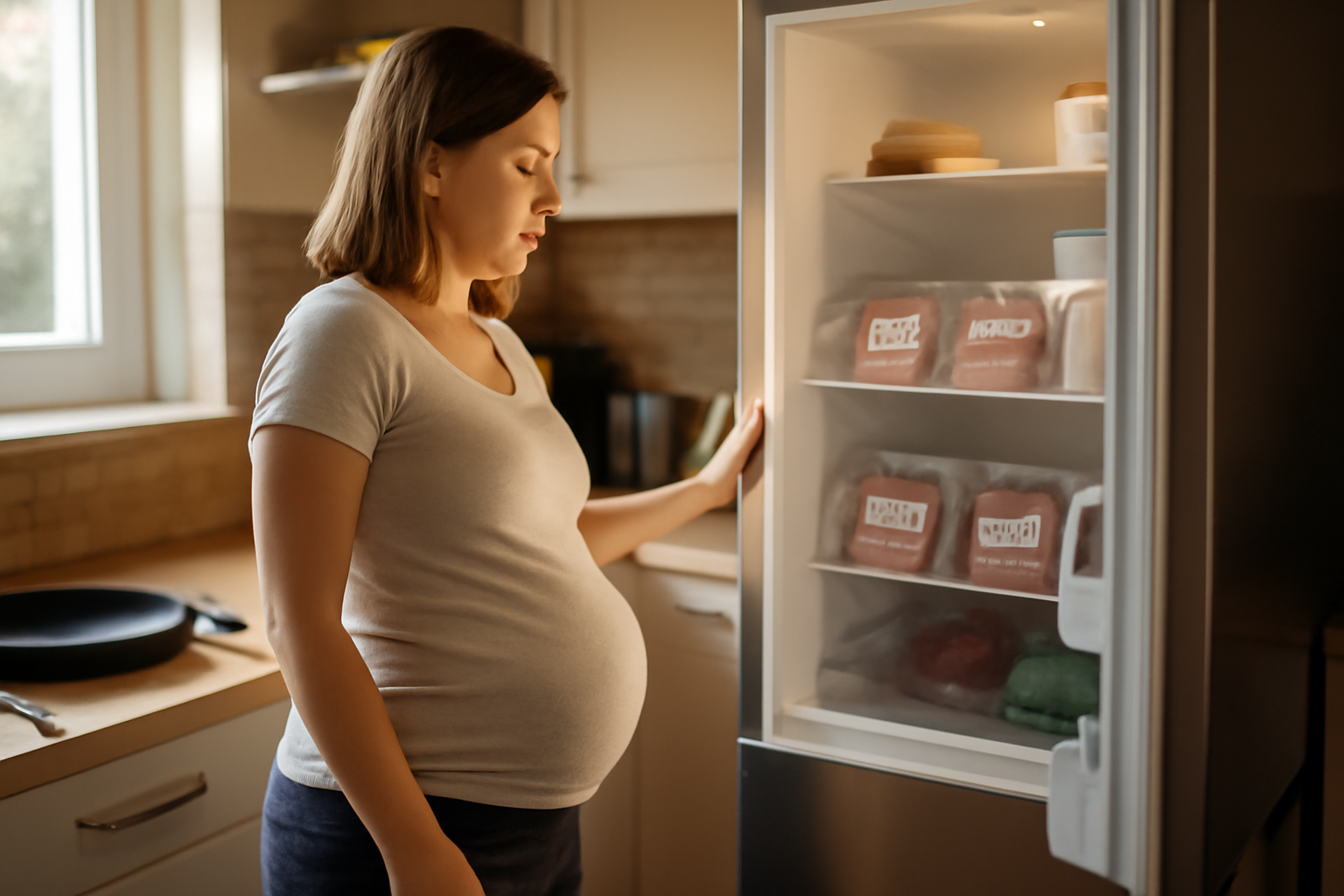 liste charcuterie cuite enceinte : barquettes et emballages fermés dans une cuisine au réfrigérateur